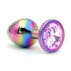 Σφήνα Πρωκτική Metal Anal Plug Large Multicolor Light Pink Crystal
