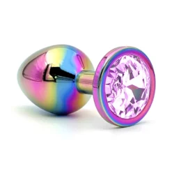Σφήνα Πρωκτική Metal Anal Plug Large Multicolor Light Pink Crystal