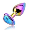 Σφήνα Πρωκτική Anal Plug Rainbow Buttplug Small Heart Shape Light Blue Crystal