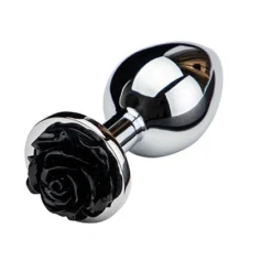 Σφήνα Πρωκτική Τριαντάφυλλο Anal Plug Rose Pleasure Large Silver/Black
