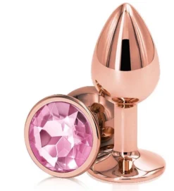Anal Plug Charm Small Rose Gold Pink Crystal