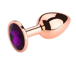 Anal Plug Charm Small Rose Gold Dark Purple Crystal