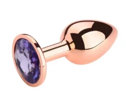 Anal Plug Charm Small Rose Gold Purple Crystal