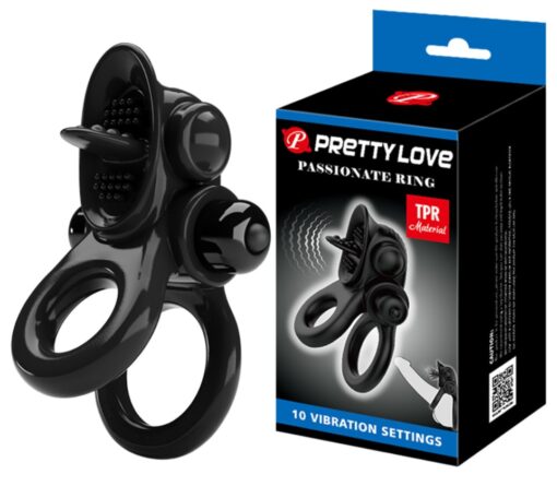 Δαχτυλίδι πέους με Δόνηση Penis Ring Passionate Ring Black - Image 2