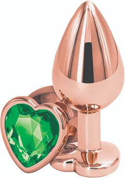 Brilliant Anal Plug Small Rose Gold Green Stone
