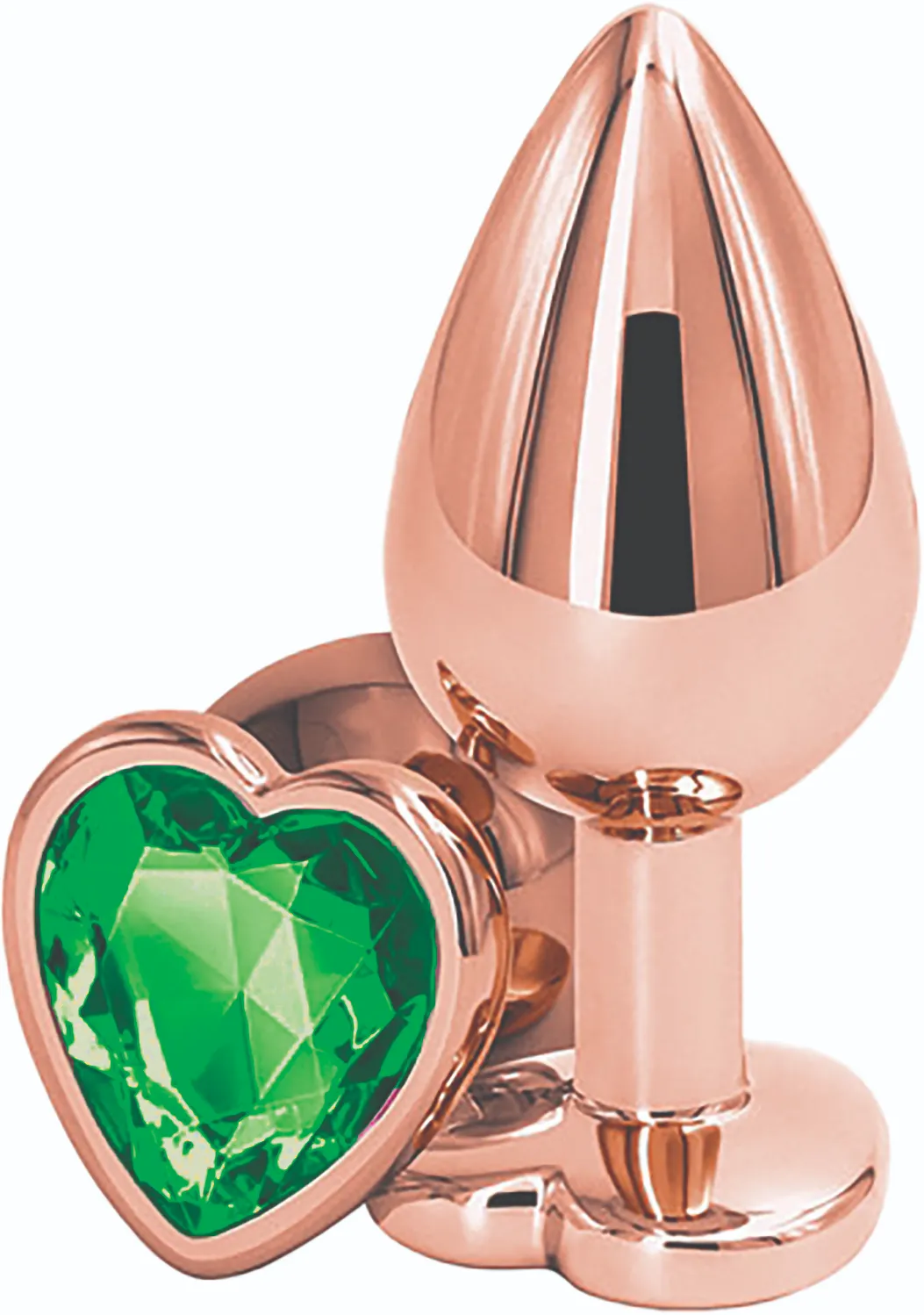 Brilliant Anal Plug Small Rose Gold Green Stone