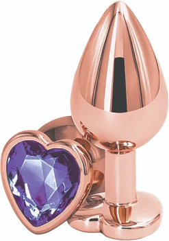 Brilliant Anal Plug Small Rose Gold Purple Stone