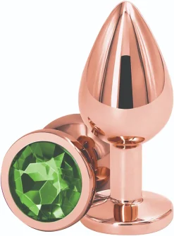 Dop Anal Plug Small Rose Gold Green Stone