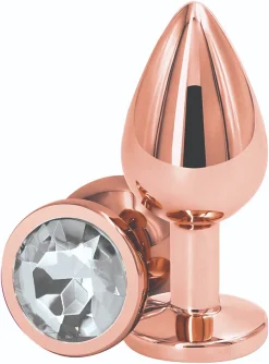 Dop Anal Plug Small Rose Gold Metal Stone