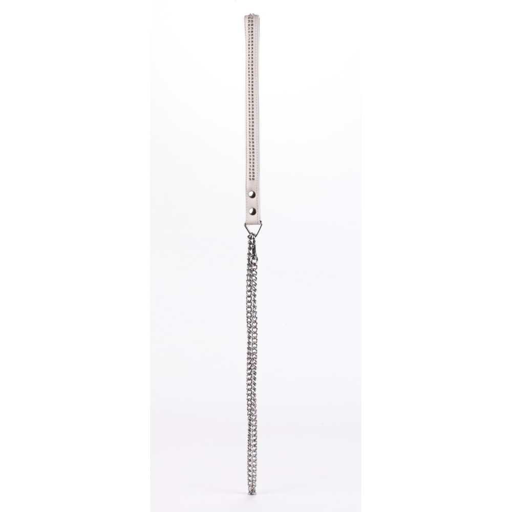 Κολάρο Lamb Leather Handle with 2 Rows of Small Rhinestones