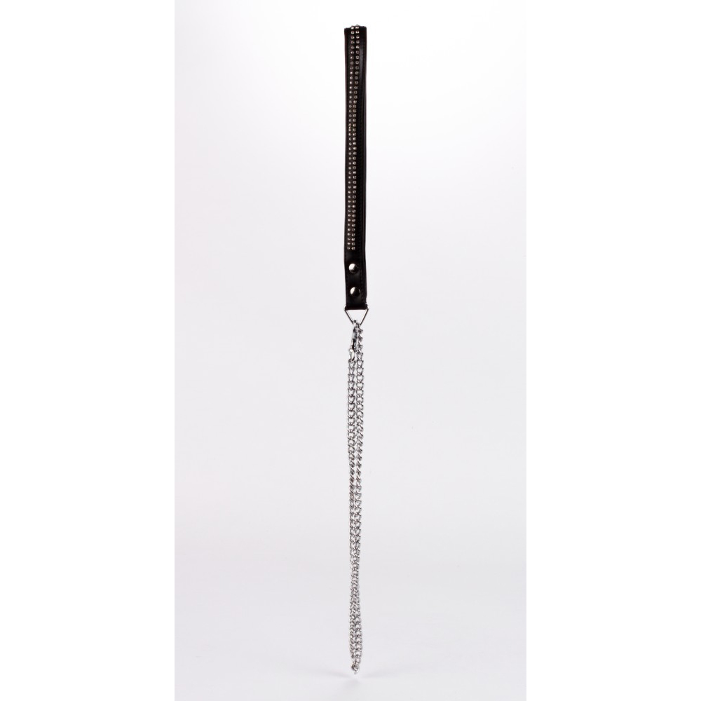 Κολάρο Lamb Leather Handle with 2 Rows of Small Rhinestones