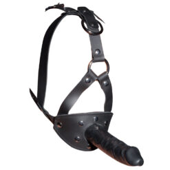 Leather Head Harness with Dildo