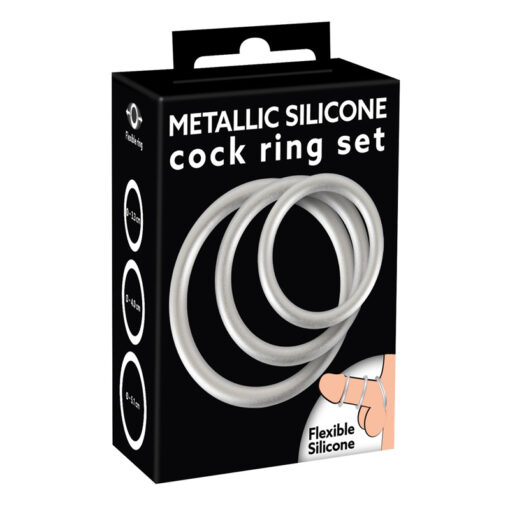 Δακτύλιοι Πέους You2Toys Metallic Silicone Cock Ring Set 3,3 - 5,1 cm