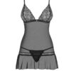 Νυχτικό και Στρινγκ Obsessive Shibu Chemise & Thong Black3