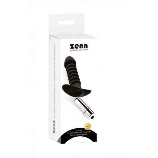 Πρωκτική Σφήνα Zenn Premium Ribbed Butt Plug with Strong Vibrating Bullet 13cm3