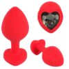 Σφήνα Silicone Plug medium με Κρύσταλλο Καρδιά 8cm Κόκκινη