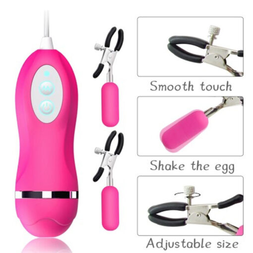 Σφιγκτήρες Θηλών Nipple Clamps With Vibrations 10 Modes Pink Guilty Toys
