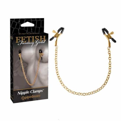 Σφιγκτήρες Θηλών Pipedream Fetish Fantasy - Nipple Clamps Gold Chain 37cm